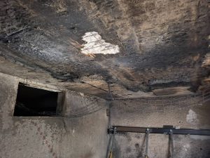 plancher calciné suite à un incendie